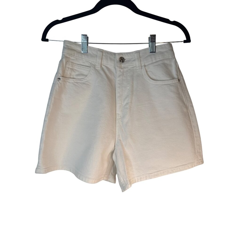 ZARA White Size 2 Denim High-Waist Shorts